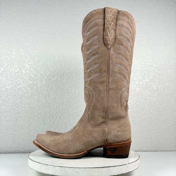 Lane SQUASH BLOSSUM Brown Cowgirl Boots 7.5 Suede Cowboy Snip Toe Western Wear - Picture 4 of 10